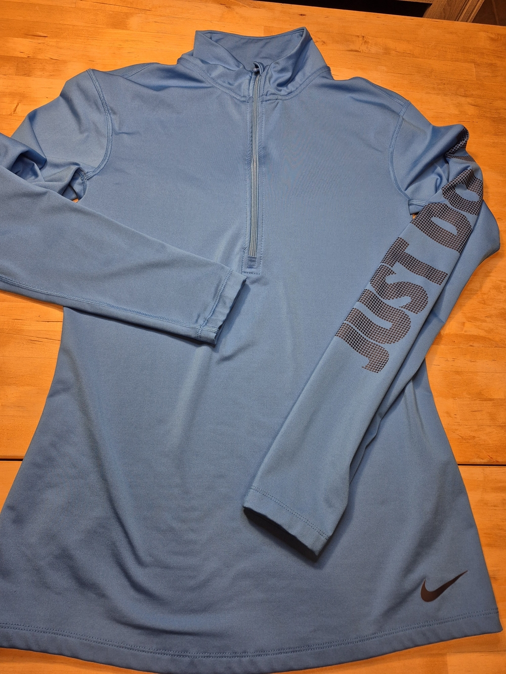 Nike Blue Women’s Half-Zip Performance Pullover with Sleeve Text